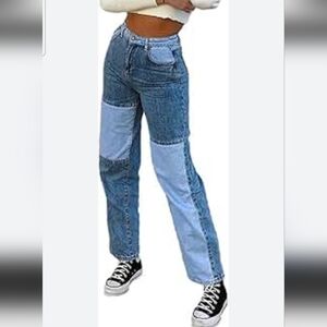 Rue21 Women's Blue Patchwork High Rise Jeans